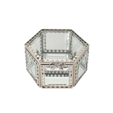 Glass Jewellery Box Silver Hex with Clear Glass (7 x 12 x 10.5cm)