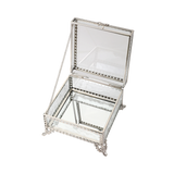 Glass Jewellery Box Silver with Clear Glass (9 x 13.5 x 13.5cm)