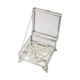 Glass Jewellery Box Silver with Clear Glass (9 x 13.5 x 13.5cm)