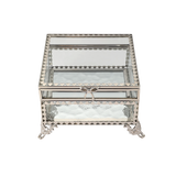 Glass Jewellery Box Silver with Clear Glass (9 x 13.5 x 13.5cm)