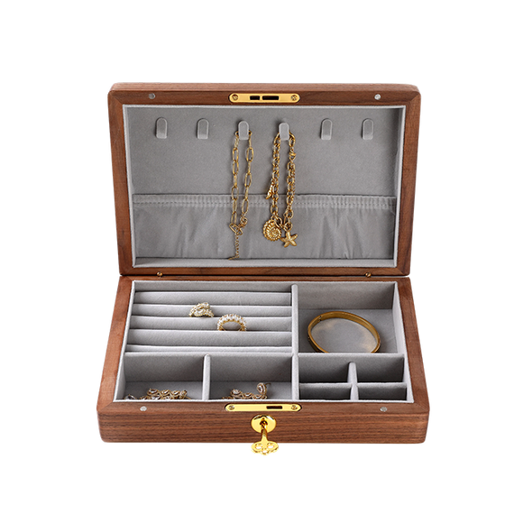 Jewellery Box Black Walnut Wood Single Level