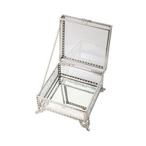 Glass Jewellery Box Silver with Clear Glass (9 x 13.5 x 13.5cm)