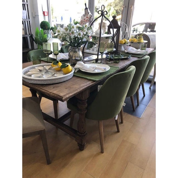 French Country Elmwood Twisted Leg Dining Table