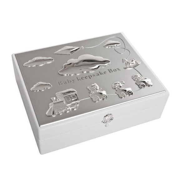 Baby White Keepsake Box with Silver Plate