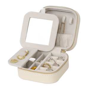 Jewellery Box PVC Champagne Leather Wrinkled Travel
