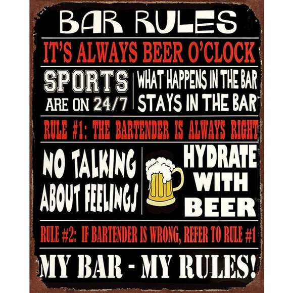 Men's Republic Retro Sign - Bar Rules