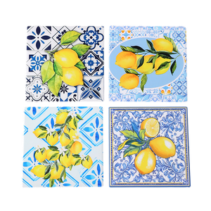 Coasters with Lemon Design - Set of 4 Square