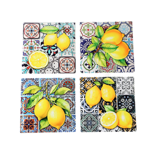 Coasters with Lemon Design - Set of 4 Square