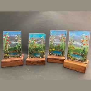 Christina Bonallack Glass Art Tile Upright Landscape/Flowers 6cm x 10cm