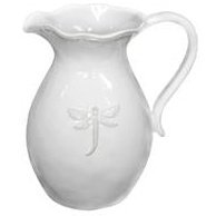 French Country Dragonfly Stoneware White Jug Large
