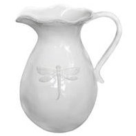 French Country Dragonfly Stoneware White Jug Small