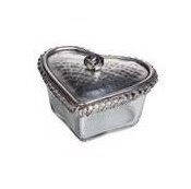 French Country Glass Heart Box With Rose