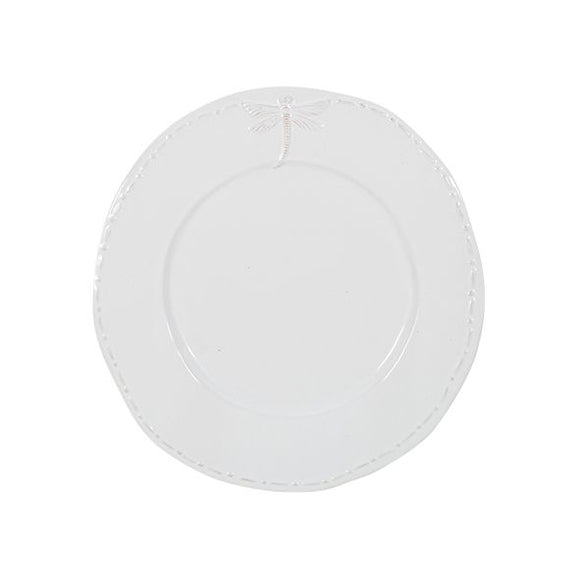 French Country Dragonfly Stoneware White Lunch Plate