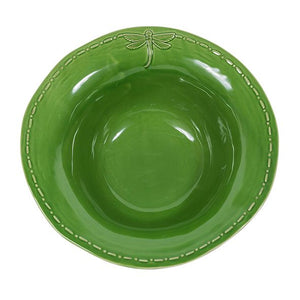 French Country Dragonfly Stoneware Green Salad Bowl Small