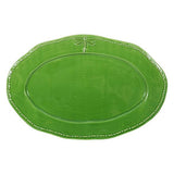 French Country Dragonfly Stoneware Green Oval Platter Small