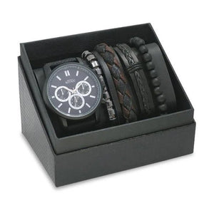 Men's Republic Watch set with 4 Bracelets - Black
