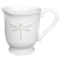 French Country Dragonfly Stoneware White Coffee Mug