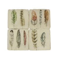 French Country Set 4 Feather Coasters